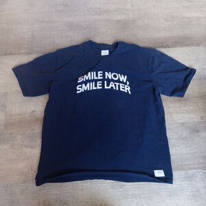 VANS T-Shirt Men M Just Smile Graphic Tee Heavy Cotton Logo Navy Blue
